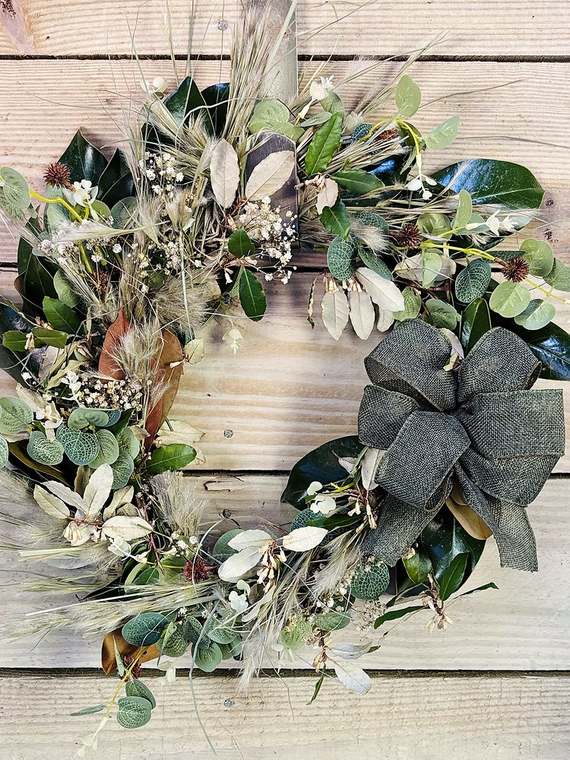 Eucalyptus wreath with a linen bow