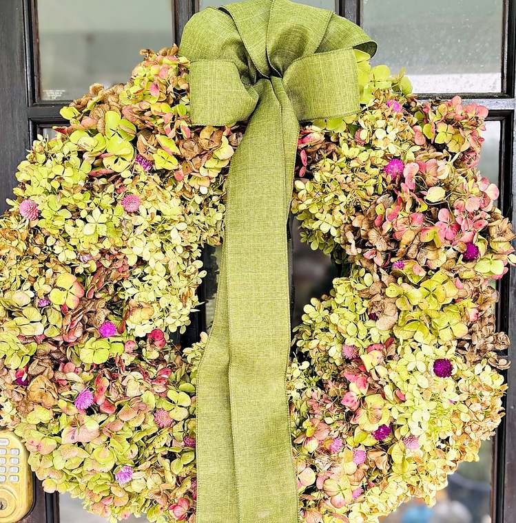 Green hydrangea wreath